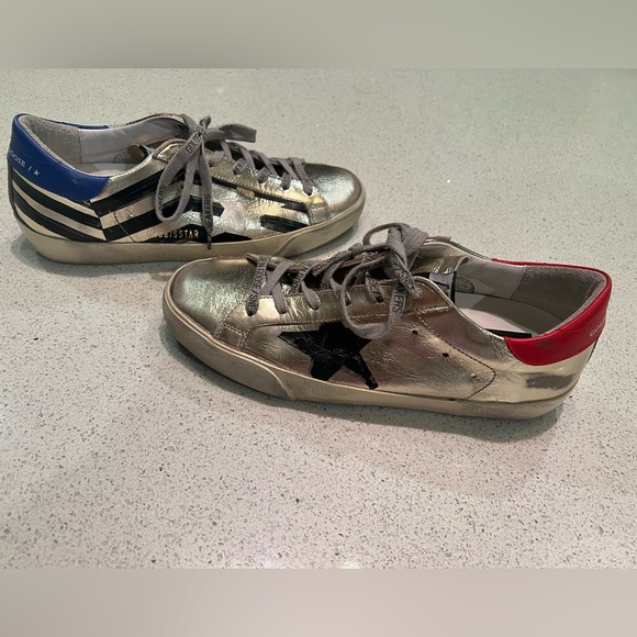 Golden Goose Super-Star silver metallic low top sneaker. NEW size 39 - Picture 6 of 8
